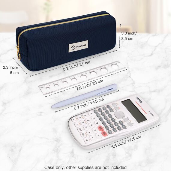 FINPAC Federmäppchen Mäppchen - Große Kapazität Federtasche Stiftetasche Schlamperbox Bleistiftbeutel Schulmäppchen für Schule Büro, Cord-Stoff Marineblau