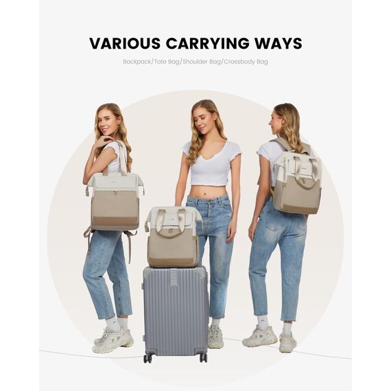 LOVEVOOK Rucksack Damen, Laptop Schulrucksack Wasserdicht, Schultasche Teenager Backpack Women Elegant Tagesrucksäcke Handtasche 2 in 1, 15,6 Zoll Arbeitstasche Lehrertasche Reiserucksack für Uni Büro