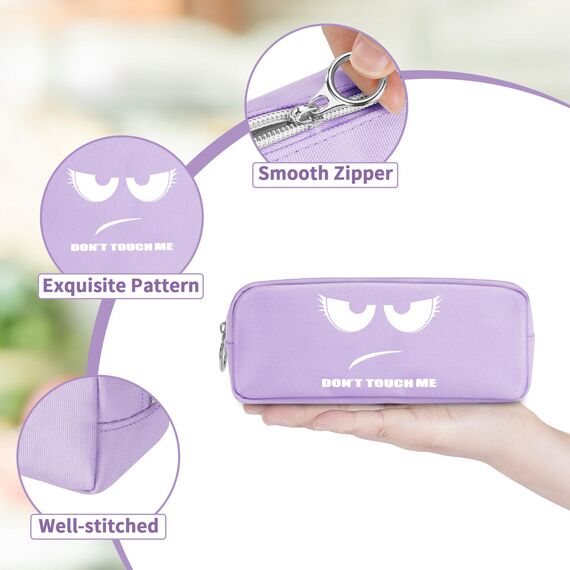 FINPAC Federmäppchen Mäppchen - Große Kapazität Federtasche Stiftetasche Schlamperbox Bleistiftbeutel Schulmäppchen für Schule Büro, Don't Touch Lila