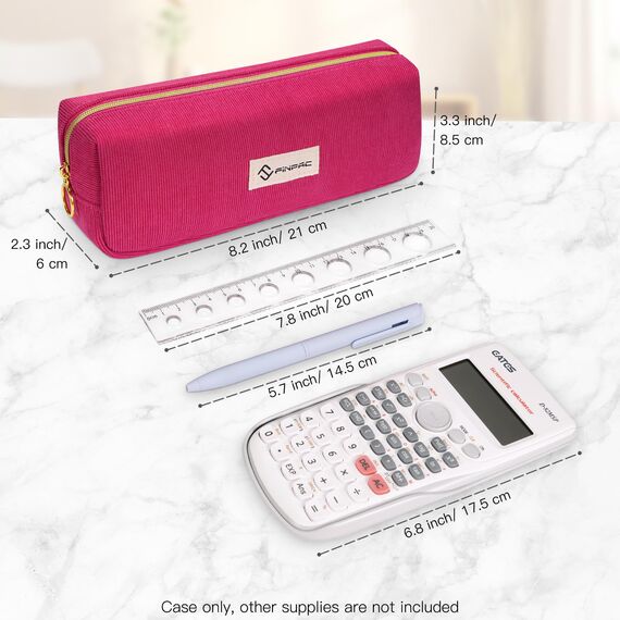 FINPAC Federmäppchen Mäppchen - Große Kapazität Federtasche Stiftetasche Schlamperbox Bleistiftbeutel Schulmäppchen für Schule Büro, Cord-Stoff Magenta