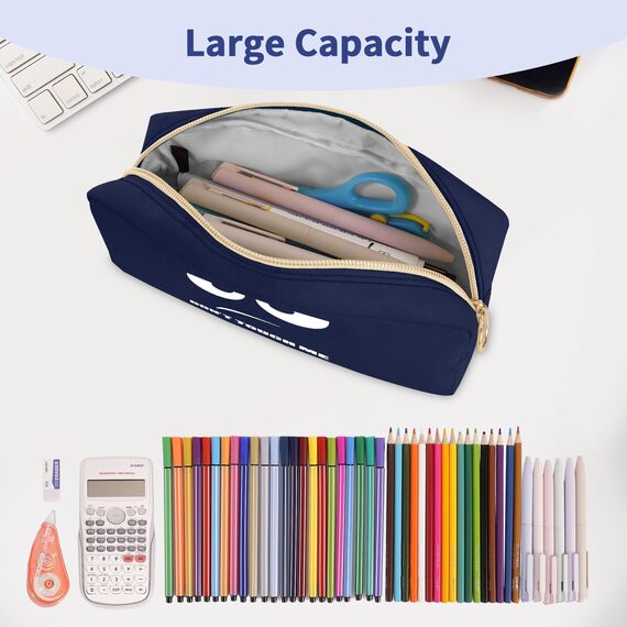 FINPAC Federmäppchen Mäppchen - Große Kapazität Federtasche Stiftetasche Schlamperbox Bleistiftbeutel Schulmäppchen für Schule Büro, Don't Touch Marineblau