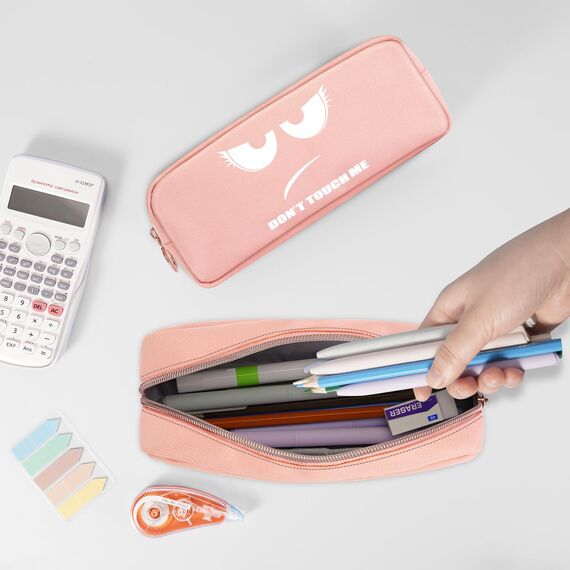 FINPAC Federmäppchen Mäppchen - Große Kapazität Federtasche Stiftetasche Schlamperbox Bleistiftbeutel Schulmäppchen für Schule Büro, Don't Touch Rosa