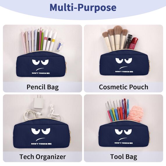 FINPAC Federmäppchen Mäppchen - Große Kapazität Federtasche Stiftetasche Schlamperbox Bleistiftbeutel Schulmäppchen für Schule Büro, Don't Touch Marineblau