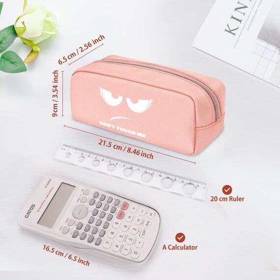 FINPAC Federmäppchen Mäppchen - Große Kapazität Federtasche Stiftetasche Schlamperbox Bleistiftbeutel Schulmäppchen für Schule Büro, Don't Touch Rosa