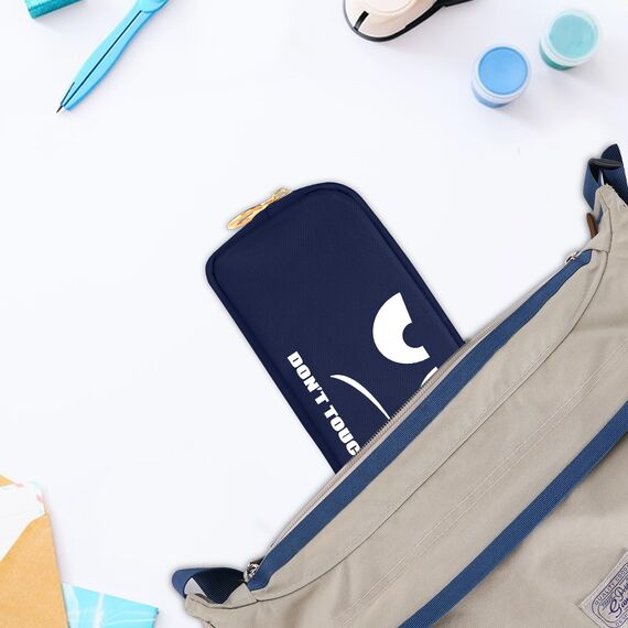 FINPAC Federmäppchen Mäppchen - Große Kapazität Federtasche Stiftetasche Schlamperbox Bleistiftbeutel Schulmäppchen für Schule Büro, Don't Touch Marineblau