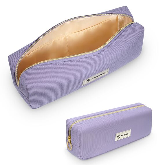 FINPAC Federmäppchen Mäppchen - Große Kapazität Federtasche Stiftetasche Schlamperbox Bleistiftbeutel Schulmäppchen für Schule Büro, Cord-Stoff Lilac