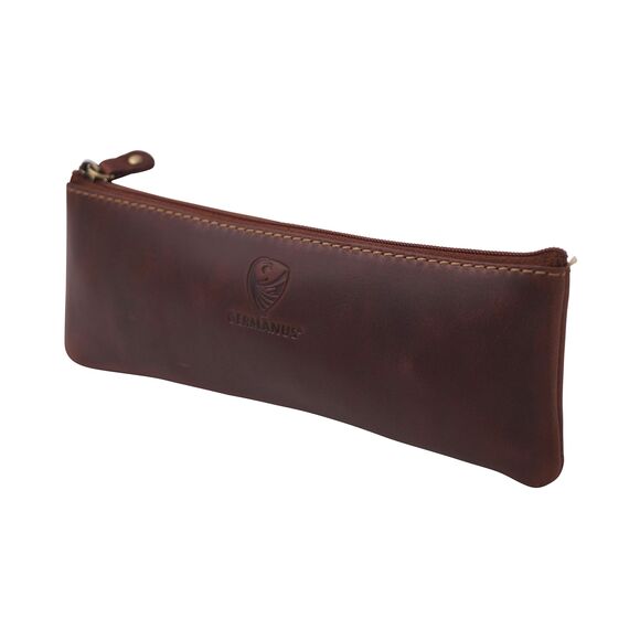 GERMANUS Federmäppchen Leder Colonia (Dunkelbraun)