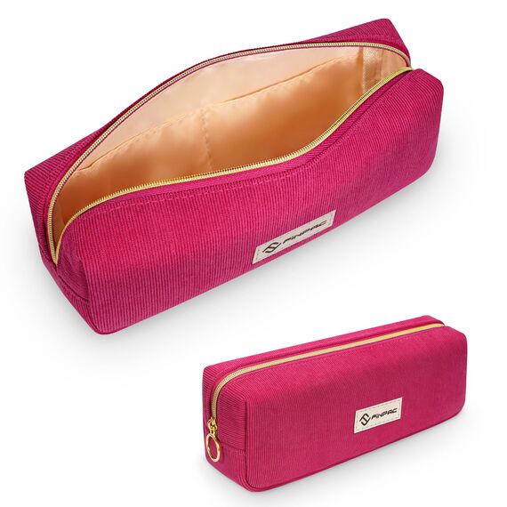 FINPAC Federmäppchen Mäppchen - Große Kapazität Federtasche Stiftetasche Schlamperbox Bleistiftbeutel Schulmäppchen für Schule Büro, Cord-Stoff Magenta