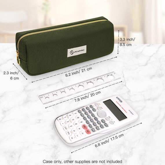 FINPAC Federmäppchen Mäppchen - Große Kapazität Federtasche Stiftetasche Schlamperbox Bleistiftbeutel Schulmäppchen für Schule Büro, Cord-Stoff Olive