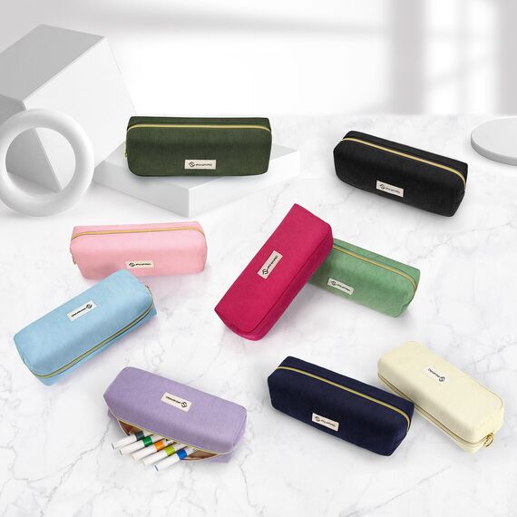 FINPAC Federmäppchen Mäppchen - Große Kapazität Federtasche Stiftetasche Schlamperbox Bleistiftbeutel Schulmäppchen für Schule Büro, Cord-Stoff Lilac