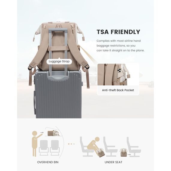 LOVEVOOK Rucksack Damen, Laptop Schulrucksack Wasserdicht, Schultasche Teenager Backpack Women Elegant Tagesrucksäcke Handtasche 2 in 1, 15,6 Zoll Arbeitstasche Lehrertasche Reiserucksack für Uni Büro