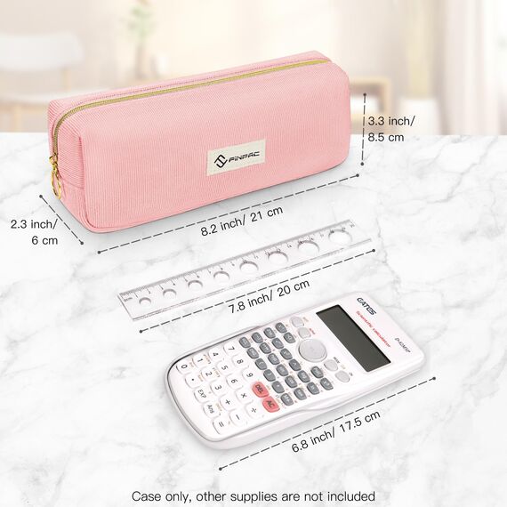 FINPAC Federmäppchen Mäppchen - Große Kapazität Federtasche Stiftetasche Schlamperbox Bleistiftbeutel Schulmäppchen für Schule Büro, Cord-Stoff Rosa