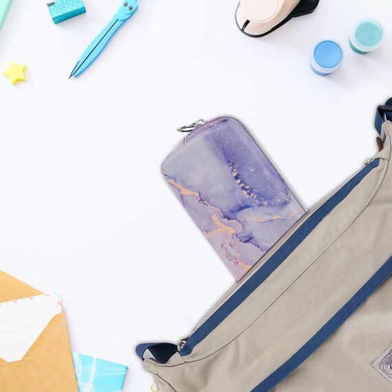 FINPAC Federmäppchen Mäppchen - Große Kapazität Federtasche Stiftetasche Schlamperbox Bleistiftbeutel Schulmäppchen für Schule Büro, Lilac Marble