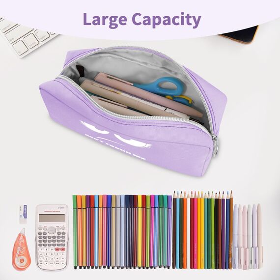 FINPAC Federmäppchen Mäppchen - Große Kapazität Federtasche Stiftetasche Schlamperbox Bleistiftbeutel Schulmäppchen für Schule Büro, Don't Touch Lila