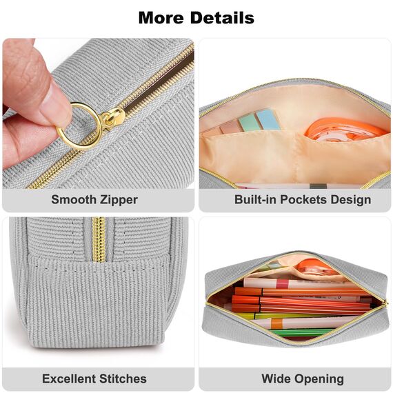 FINPAC Federmäppchen Mäppchen - Große Kapazität Federtasche Stiftetasche Schlamperbox Bleistiftbeutel Schulmäppchen für Schule Büro, Cord-Stoff Magenta