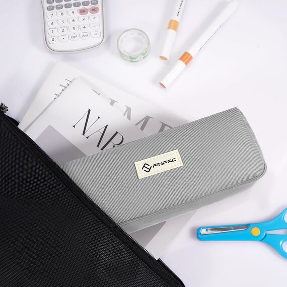 FINPAC Federmäppchen Mäppchen - Große Kapazität Federtasche Stiftetasche Schlamperbox Bleistiftbeutel Schulmäppchen für Schule Büro, Cord-Stoff Magenta