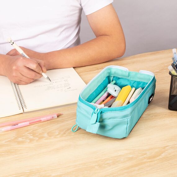 ZIPIT Lenny Federmäppchen, Große Kapazität Reißverschlusstasche für Schule, Multifunktionales Etui, Hellblaugrün