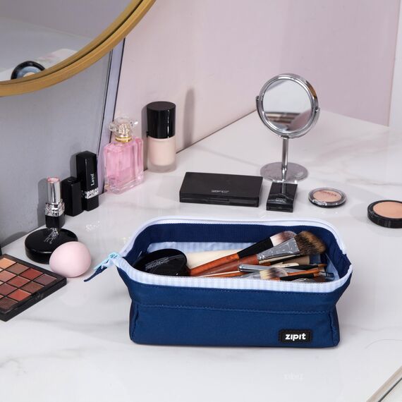 ZIPIT Lenny Federmäppchen, Großes Mäppchen für Schule & Uni, Etui mit breiter Öffnung, Federmappe Dunkelblau