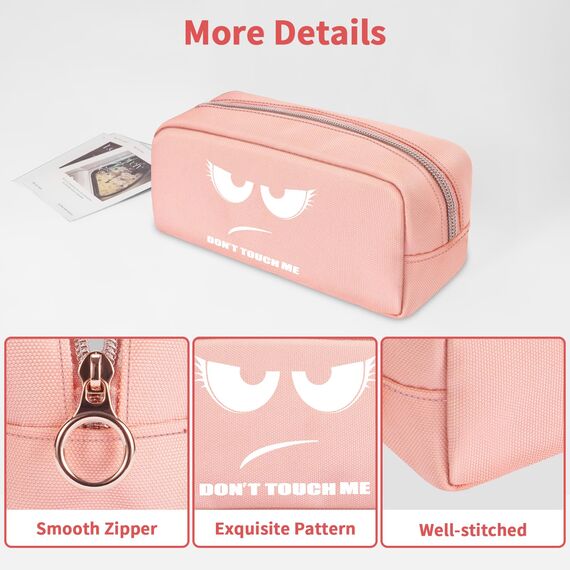 FINPAC Federmäppchen Mäppchen - Große Kapazität Federtasche Stiftetasche Schlamperbox Bleistiftbeutel Schulmäppchen für Schule Büro, Don't Touch Rosa