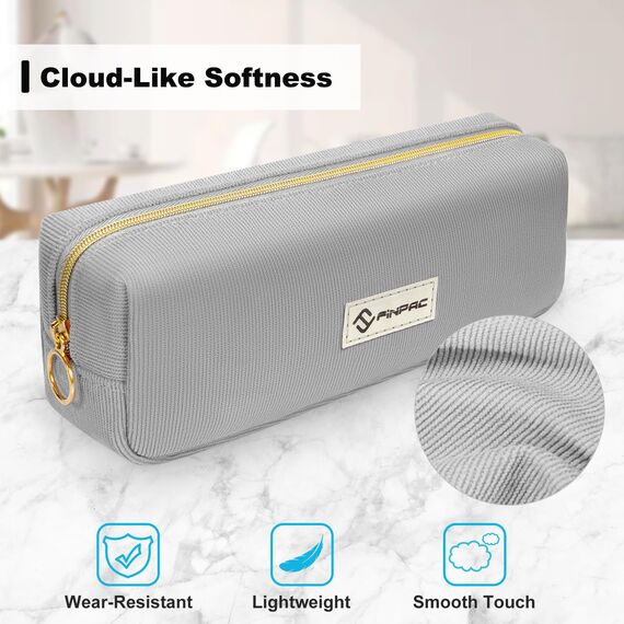 FINPAC Federmäppchen Mäppchen - Große Kapazität Federtasche Stiftetasche Schlamperbox Bleistiftbeutel Schulmäppchen für Schule Büro, Cord-Stoff Magenta