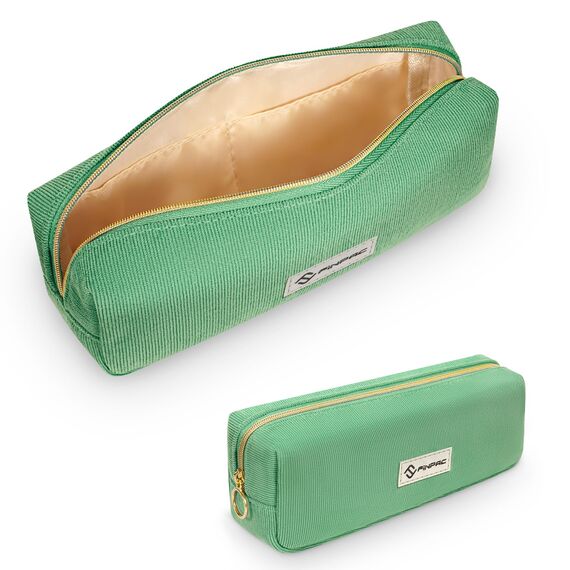 FINPAC Federmäppchen Mäppchen - Große Kapazität Federtasche Stiftetasche Schlamperbox Bleistiftbeutel Schulmäppchen für Schule Büro, Cord-Stoff Grün