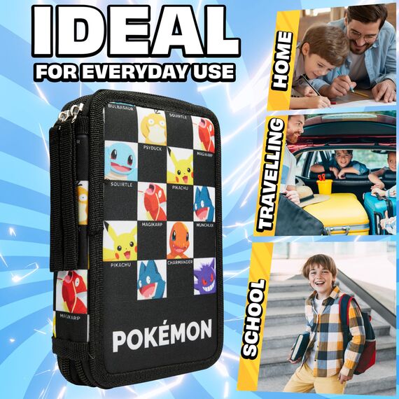 Pokemon Federmäppchen Jungen und Mädchen Mäppchen Gefüllt mit Schreibwaren Set Pikachu Geschenke für Kinder und Teenager (AOP Pokemon-Charaktere)