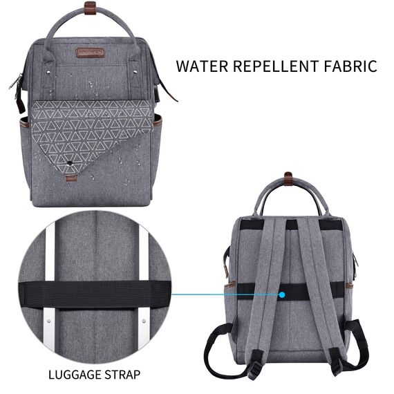 KROSER ROSER Rucksack Damen für Schule Laptop Rucksack 15,6 Zoll Schulrucksack Daypack wasserdichte für Universität/Reisen/Business/Arbeit Frauen/Männer, Grau