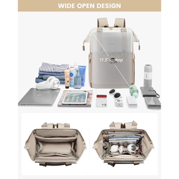 LOVEVOOK Rucksack Damen Groß, Laptop Rucksack mit Laptopfach 17 Zoll, Reiserucksack Damen Wasserdicht, Große Handtasche Backpack Travel, Schultasche Modern, Business Handgepäck für Reise Urlaub Büro