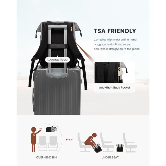 LOVEVOOK Rucksack Grau, Moderner Laptop Schulrucksack, Schultasche Teenager Backpack Women Elegant Tagesrucksäcke Handtasche 2 in 1, 17,3 Zoll für Uni Büro Arbeit, Grau & Schwarz