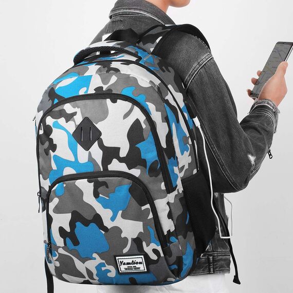 YAMTION Rucksack Jungen Teenager,Schultasche Schulrucksack mit USB-Ladeanschluss und 17.3 Zoll Laptopfach für Schule