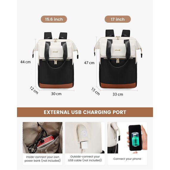 LOVEVOOK Rucksack Damen Groß, Laptop Rucksack mit Laptopfach 17 Zoll, Reiserucksack Damen Wasserdicht, Große Handtasche Backpack Travel, Schultasche Modern, Business Handgepäck für Reise Urlaub Büro