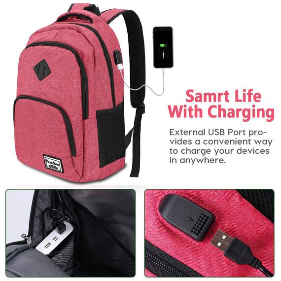 YAMTION Rucksack Laptop für Damen Frauen Mädchen Schulrucksack mit USB-Ladeanschluss Oxford,20-35L