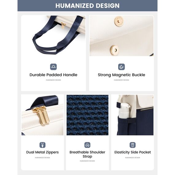 LOVEVOOK Rucksack Damen Blau, Schulrucksack Mädchen mit Laptopfach 15,6 Zoll, Rucksacktasche Damen 2 in 1, Wasserdichte Arbeitstasche Women elegant, Lehrertasche für Schule Uni Büro, Beige-Blau