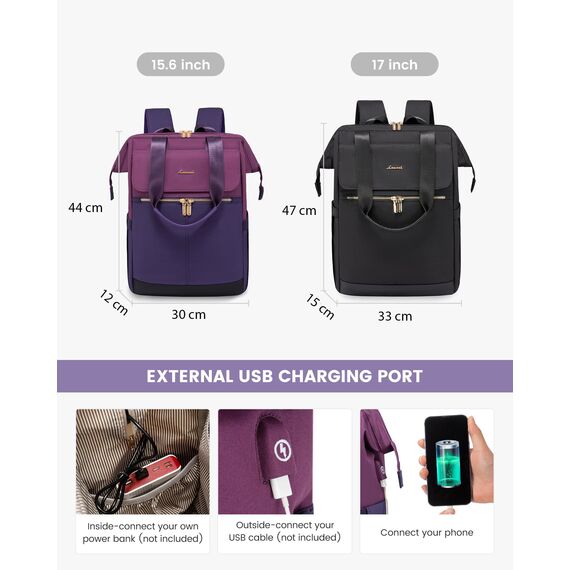 LOVEVOOK Laptop Schulrucksack Teenager, Damen Rucksack Modern, Schultasche Backpack Women Elegant Tagesrucksäcke Handtasche 2 in 1, 15,6 Zoll für Uni Büro Arbeit, Hellgrau & Rosa