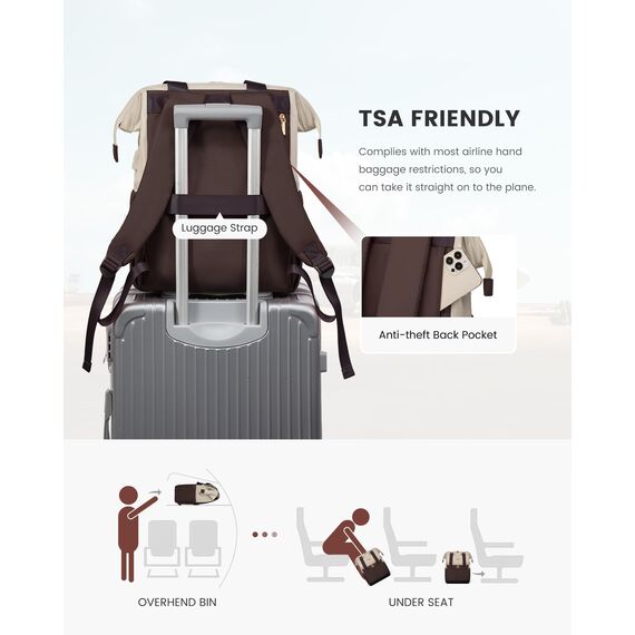 LOVEVOOK Rucksack Kaffee, Moderner Laptop Schulrucksack, Schultasche Teenager Backpack Women Elegant Tagesrucksäcke Handtasche 2 in 1, 15,6 Zoll für Uni Büro Arbeit, Beige & kaffee