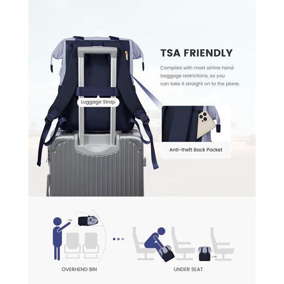 LOVEVOOK Rucksack Blau, Moderner Laptop Schulrucksack, Schultasche Teenager Backpack Women Elegant Tagesrucksäcke Handtasche 2 in 1, 15,6 Zoll für Uni Büro Arbeit, Hellblau & Marineblau