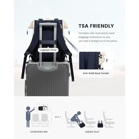 LOVEVOOK Moderner Laptop Rucksack, Schulrucksack Teenager Backpack Women Elegant Tagesrucksäcke Handtasche 2 in 1, 17,3 Zoll für Uni Büro Arbeit, Beige & Grau