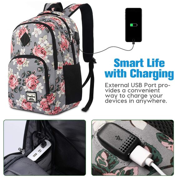 YAMTION Schulranzen Mädchen,Tagesrucksack Frauen Schultasche Damen Rucksack mit Laptopfach für Schule Uni Ausflug Büro