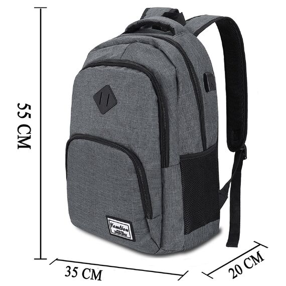 YAMTION Rucksack Laptop 17.3 Zoll Schulrucksack Herren Damen Schultasche Teenager mit USB-Ladeanschluss für Uni Arbeit Schule Reisen
