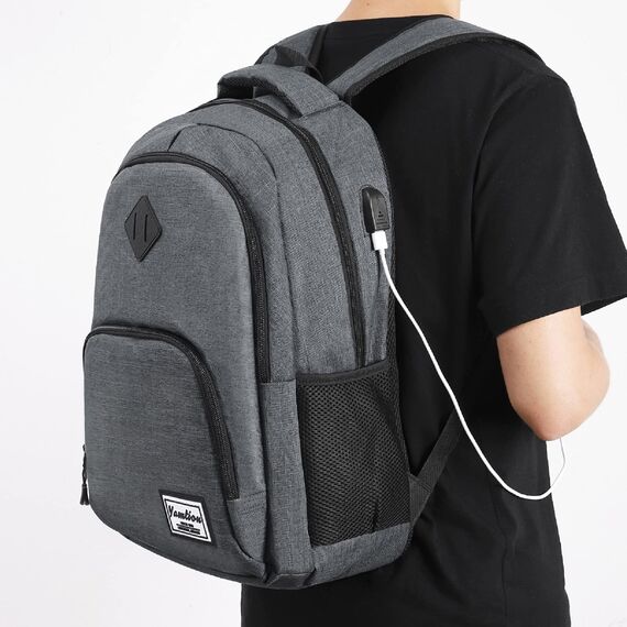 YAMTION Rucksack Laptop 17.3 Zoll Schulrucksack Herren Damen Schultasche Teenager mit USB-Ladeanschluss für Uni Arbeit Schule Reisen