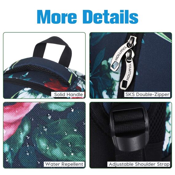 YAMTION Rucksack Damen,Schulrucksack Mädchen Teenager Tagesrucksack Frauen mit Laptopfach für Schule Uni Reisen Camping