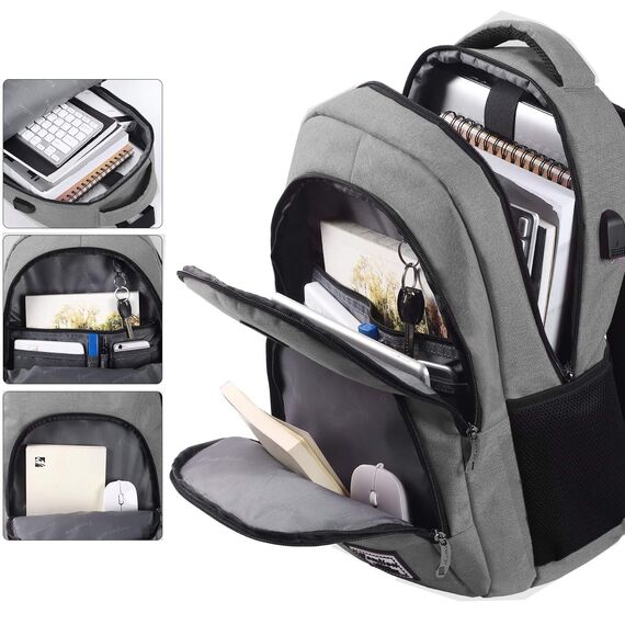 YAMTION Rucksack Laptop 17.3 Zoll Rucksack Schule mit USB-Ladeanschluss für Arbeit Schule Reisen Camping