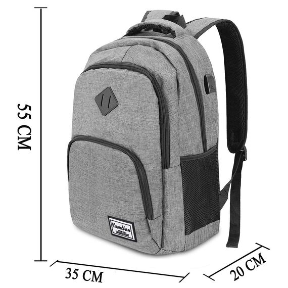 YAMTION Rucksack Laptop 17.3 Zoll Rucksack Schule mit USB-Ladeanschluss für Arbeit Schule Reisen Camping