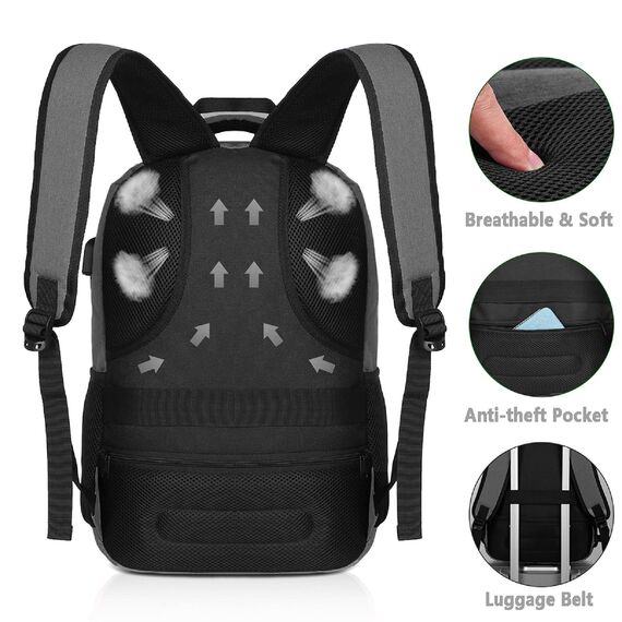 YAMTION Rucksack Laptop 17.3 Zoll Schulrucksack Herren Damen Schultasche Teenager mit USB-Ladeanschluss für Uni Arbeit Schule Reisen