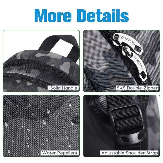 YAMTION Herren Rucksack,Schulrucksack Jungen Teenager mit mit USB-Ladeanschluss für Reisen Camping Schule Arbeit Büro 17.3 Zoll