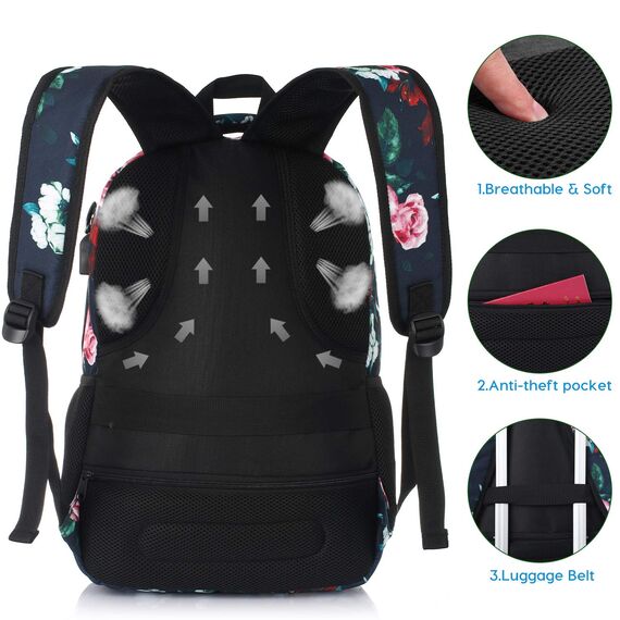 YAMTION Rucksack Damen,Schulrucksack Mädchen Teenager Tagesrucksack Frauen mit Laptopfach für Schule Uni Reisen Camping