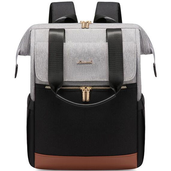 LOVEVOOK Rucksack Grau, Moderner Laptop Schulrucksack, Schultasche Teenager Backpack Women Elegant Tagesrucksäcke Handtasche 2 in 1, 17,3 Zoll für Uni Büro Arbeit, Grau & Schwarz