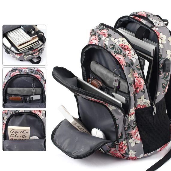 YAMTION Schulranzen Mädchen,Tagesrucksack Frauen Schultasche Damen Rucksack mit Laptopfach für Schule Uni Ausflug Büro