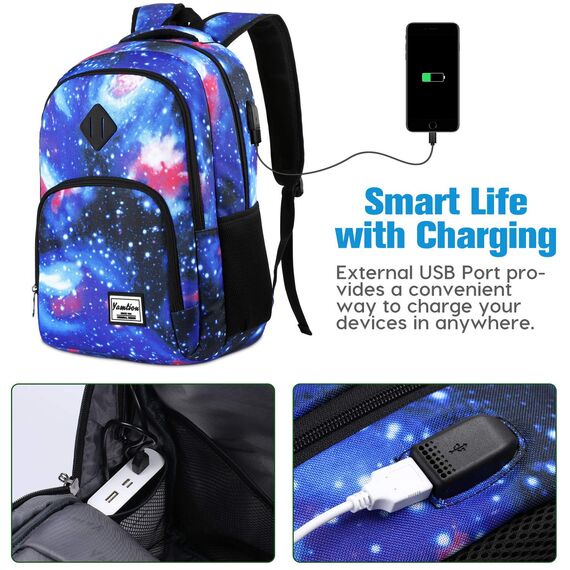 YAMTION Rucksack für Jugendliche, Mädchen, Damen, Schulranzen, Computer, Klasse, Business, College, Schule, Arbeit, Universität, Reisen, Schule