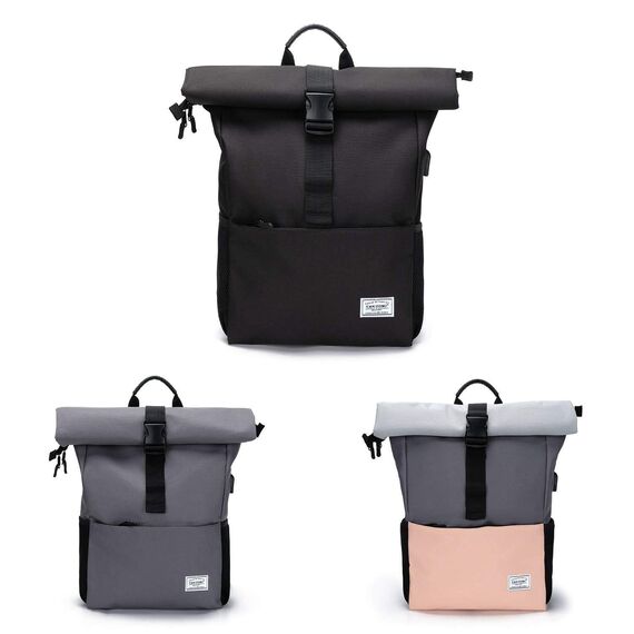 MoFut Rucksack Damen Groß Rucksäcke Herren Groß Schulrucksack viele Fächer mit 15,6" Laptopfach, Unisex Rolltop Rücksack Wasserdicht, Lässiger Backpack Schule Freizeit Uni Arbeit Wandern.